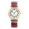 Bohemian Watch with Elastic Strap and Arabic One Size Fits Floral Waterproof Quartz Watch with Stretchable Stainless Steel Analog Colorful Ethnic