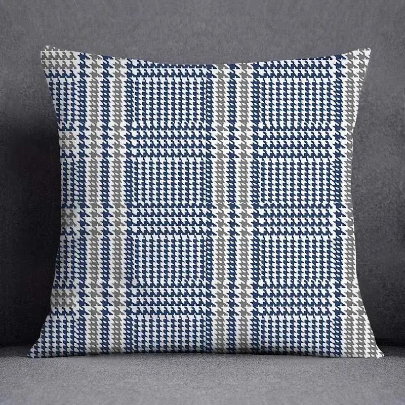 Blue Striped Plaid Pillowcase Office Living Room Home Pillowcase Car Ornaments