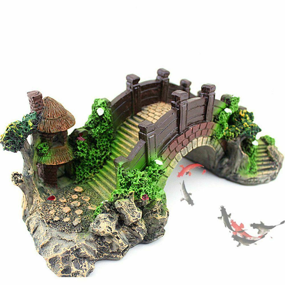 Tree Plant Resin Aquarium Ornaments Fake Landscaping Artificial Bridge Rockery Fish Tank Ornament