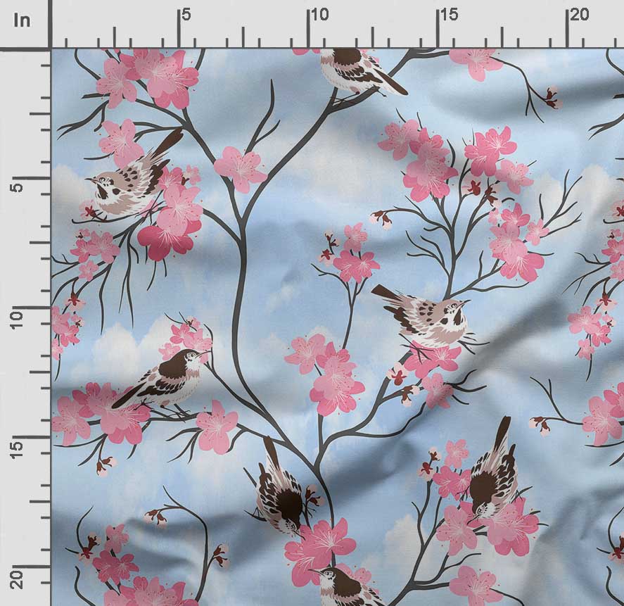 Soimoi Bird & Flowers  Print  Cotton Cambric Quilting Fabric Sold by The Yard 42 Inch Wide Medium Weight Cotton Fabric Sewing  Supplies