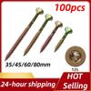 100pcs Wood Screws T25 35/45/60/80mm Flat Head Self Tapping Screws Torx Deck Screw Wood Binding Screws For Hardware