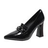 Patent Leather Single Shoe Women's Pumps 2024 Spring/Autumn New Fashion Pointed Leather Shoes High Heels Women Shoes Slip-On
