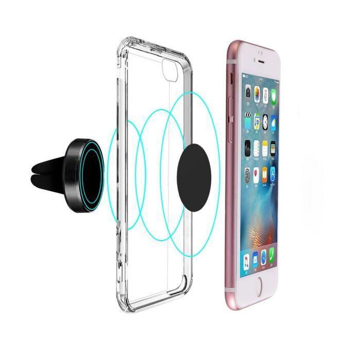 Support Téléphone Voiture - E.F.CONNECTION - Universel - Magnétique - Grille Aération - Métal