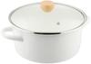 PEARL METAL Crevia Enamel Glass Lid Pot with Handle 22cm White
