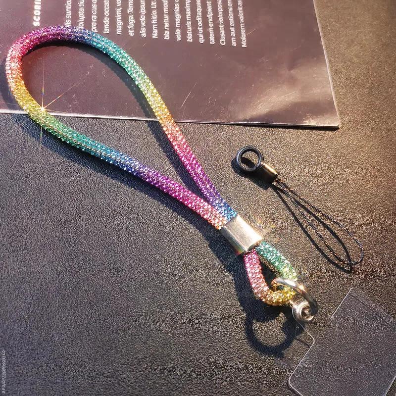 Mobile Phone Straps Glitter Rhinestone Phone Lanyard Key Chain Hanging Anti-lost Rope