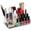 Cosmetic Makeup Organizer Lipstick Storage Box Lip Gloss Display Stand Holder Organiser, Transparent -Plastic 16 Compartment