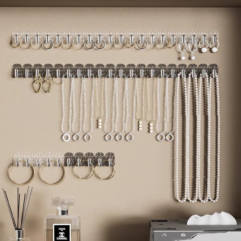 Seamless No-Drill Wall-Mounted Mini Hooks for Bathroom, Mirror, Cabinet Doors, and Jewelry Storage