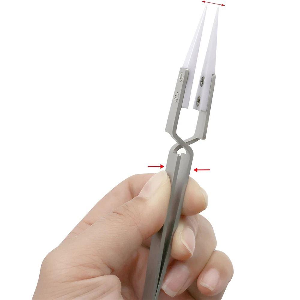 1Pcs Acid Resistant Ceramic Tweezer Reverse Insulation Tweezer Electronic Soldering Tweezers