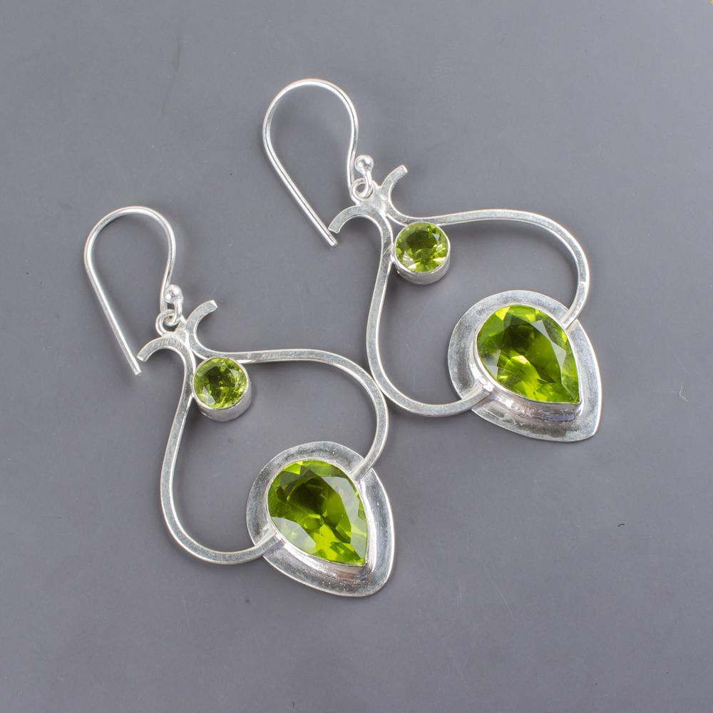 Peridot Earrings Gemstone Jewelry, 925 Solid Sterling Silver Earrings, Handmade Jewelry Birthstone Earrings, Gift For Him