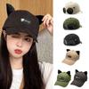 Cute Cat Ears Baseball Cap For Women Men Funny Sunglasses Aviator Snapback Sun Hat Unisex Solid Color Hip Hop Peaked Hats