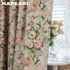 1PC European Pastoral Style Oil Painting Rose Print Curtain Full Blackout Curtains for Bedroom Living Room Balcony Window for Home Decor