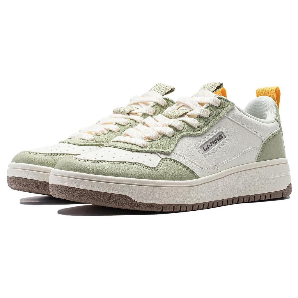 Li Ning Star Sugar Thick Sole Height Increasing Non-Slip Shock Absorbing Low-Top Skate Shoes Women Sneakers Green White AGCT472-3