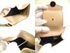 Authentic FENDI F IS FENDI FF Beige Leather Gold H/W Micro Trifold Wallet #a137  Refurbished