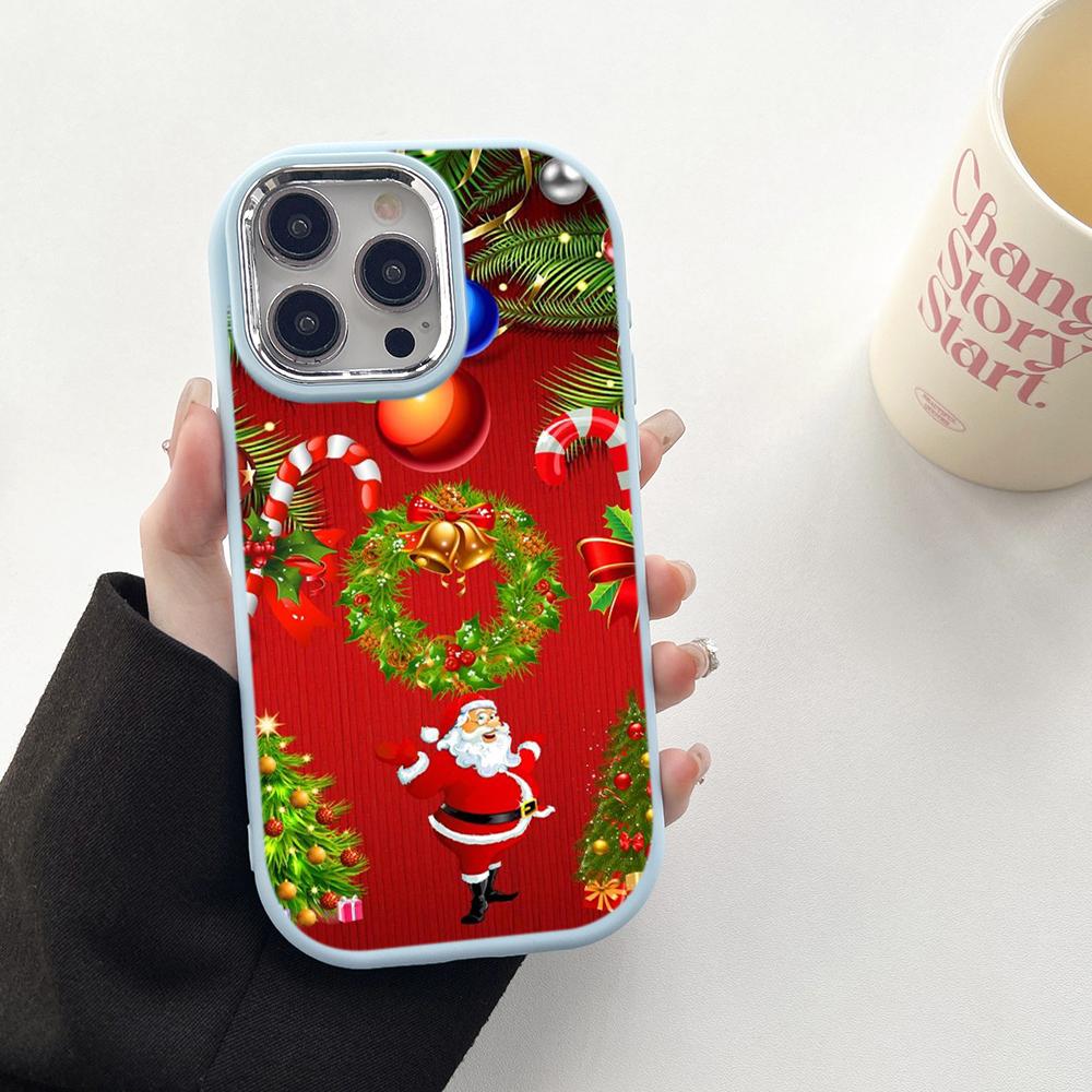 N111 Merry Christmas Art Happy New Year Soft Phone Cases for Samsung S24 S23 A15 A12 A35 A54 Infinix Hot 40i Plating Frame Camera Protector Back Cover