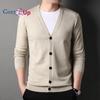 Cozy Up New Spring Autumn Knitted Cardigan Men Solid Color V Neck Slim Fit Sweatercoat Fashiion Casual Single Breasted Cardigan Sweaters