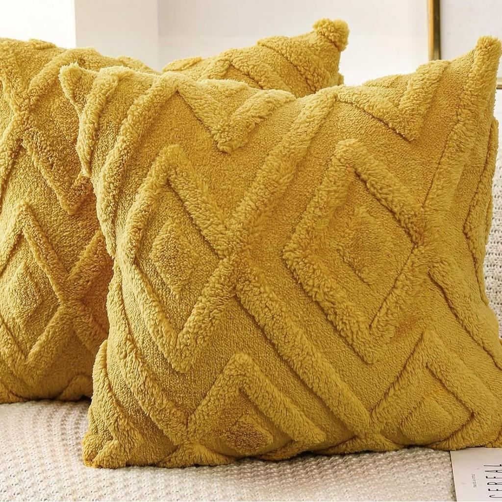 Pillow Geometric Cover Plush Material And Logo Living Room Sofa Home Decor
