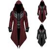 Men Tailcoat Jacket Medieval Costume Gothic Steampunk Black Retro Long Sleeve Uniform Hoodie Party Winter Overcoat Outwear