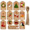 50pcs Merry Christmas Kraft Paper Tags Xmas Tree Hanging Label Navidad New Year Party Gift Card Decorations for Home