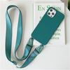 Crossbody Necklace Strap Lanyard Matte Silicone Case For iPhone 14 Pro Max 11 12 13 Mini XR X XS 6S 7 8 Plus SE Shockproof Cover