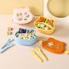 1 Set Lunch Box Microwave Safe Double Layer Large Capacity Compartment Leakproof Children Cartoon Bento