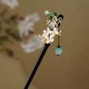 Handmade Flower Hair Sticks Chinese Style Party Hair Bun Decorative Wooden Hairpin  for Women Girls