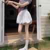 Women's High Waist A-Line Skirt: White Summer Slimming Bud Skirt or Black Puffy Short Skirt