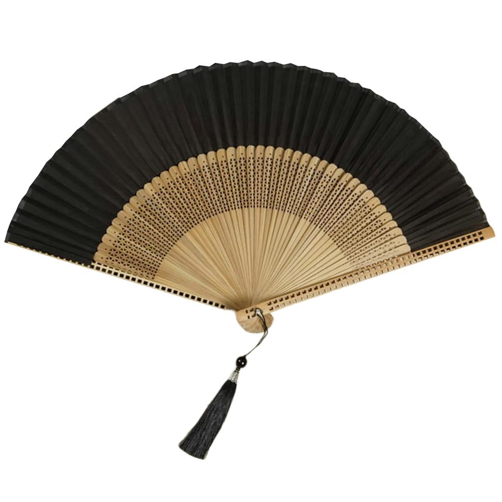 Шелковый и бамбуковый ручной веер, гладкий и удобный китайский деревянный складной веер, винтажный полый антикварный веер