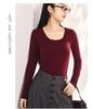 Women's Tencel Bamboo Fiber Long Sleeve Base Shirt with Chest Pad - Autumn/Winter Slimming Top
