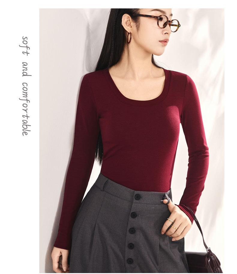 Women's Tencel Bamboo Fiber Long Sleeve Base Shirt with Chest Pad - Autumn/Winter Slimming Top