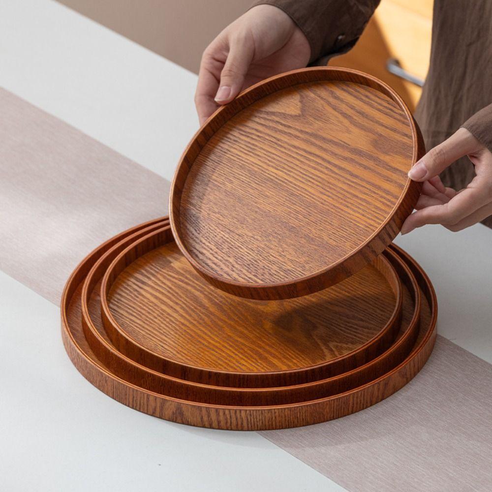 Simple Decorative Tray Natural Candle Holder Tray Multifunctional Wood Serving Tray Coffee Table