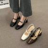 Versatile Skirt Soft Sole One-word Buckle Mary Jane Single Shoes New Spring and Summer Thick Heel Bag Head Sandals Women