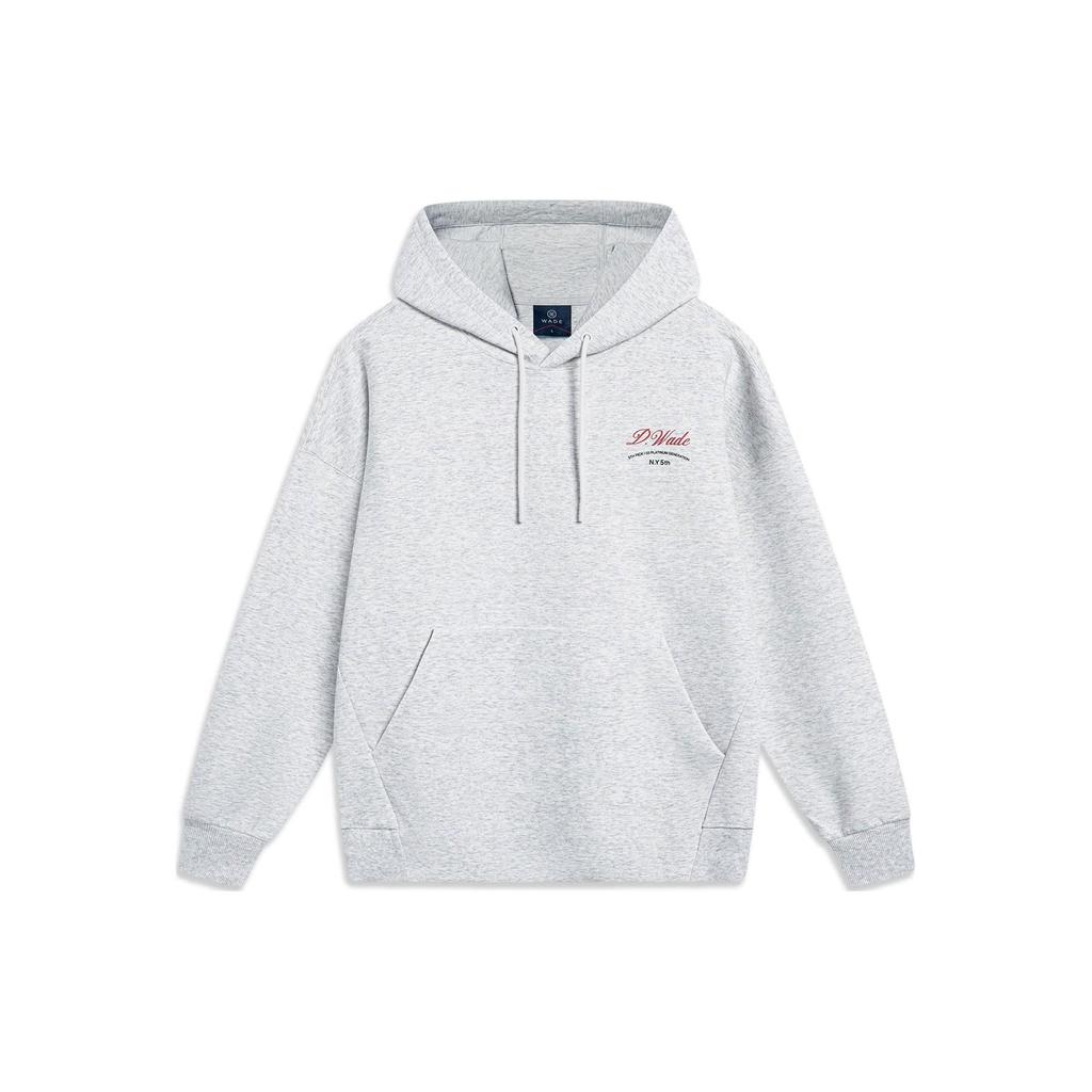 Li-Ning Wade Series Back Duckbill Cap Letter Print Loose Hoodie Men Hoodies Flower-Gray Chuan-Stone-Gray AWDT497-3