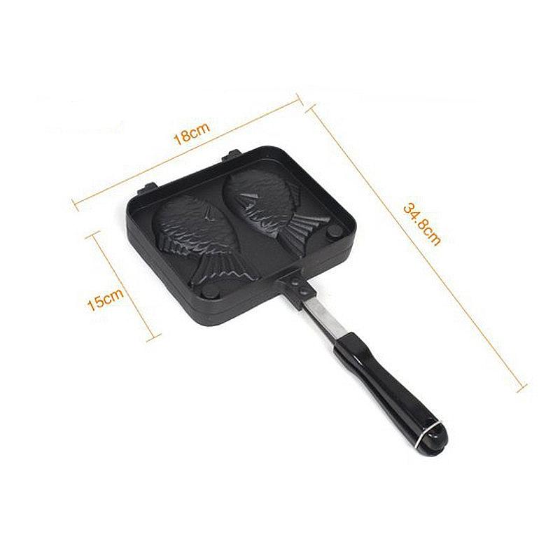 Japanese Non-Stick Taiyaki Fish-Shaped Bakeware Waffle Pan Maker 2 Molds Cake Baking Tools
