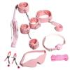 8pcs SM Sex Toy Set, Couple Sex Toys, Collars and Leashes, Handcuffs, Ankle Cuffs, Whips, Mouth Balls, Eye Masks, 10 Meter Rope, Nipple Clip Props