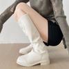 Fashion Luxury Woman Knee High Boots Solid Color Round Toe Square Heel Back Zippers Sewing Slip-On Fashion Vintage Elegant Botas Mujer88