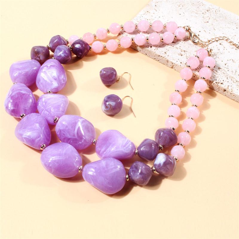 Bohemian Maxi Necklace for Women Double Layer Beads Chain Resin Gem Vintage Choker Jewellery Gifts GZW