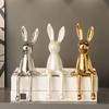 Modern Rabbit Sculpture Ceramic Rabbit Statues Room Ornaments Long-Eared Sitting Rabbit Home