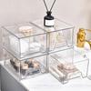 2PCS Desk Organizer Stackable Clear Drawer Organizer Bathroom Storage Makeup Organizer Acrylic Storage Box Stationery Organizer