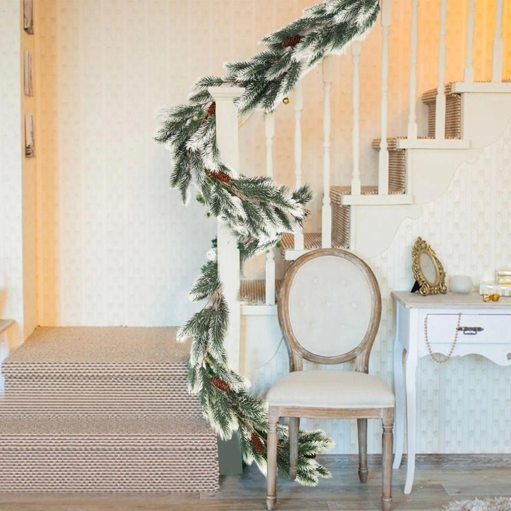 Real Touch Artificial Pine Garland 2M Winter Pine Garland Faux Greenery Garland Fireplaces