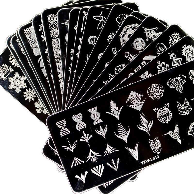 1PC Stainless Steel Printing Nail Stamping Plates Manicure Leaves Maple Template Mold Xmas Snowflakes Nail Art DIY Decorations