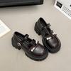 Platform British Style Small Leather Shoes Women's Versatile Single Shoes Bow One-word Buckle Japanese Jk Shoes Heightening Thick Heel Loafers