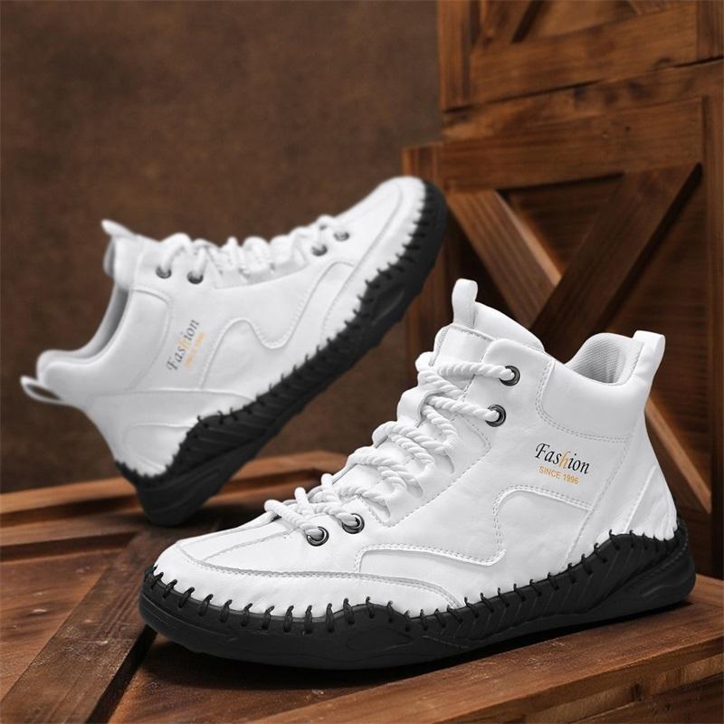 Plus Size Men Shoes Hand-stitching Leather Men Boots Split Leather Casual Leather Shoes Men Ankle Boots