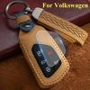 Car Key Fob Case Leather Key Cover Smart Remote Protector for Volkswagen VW ID.4 ID.3 MK8 Golf GTI Seat Leon MK4