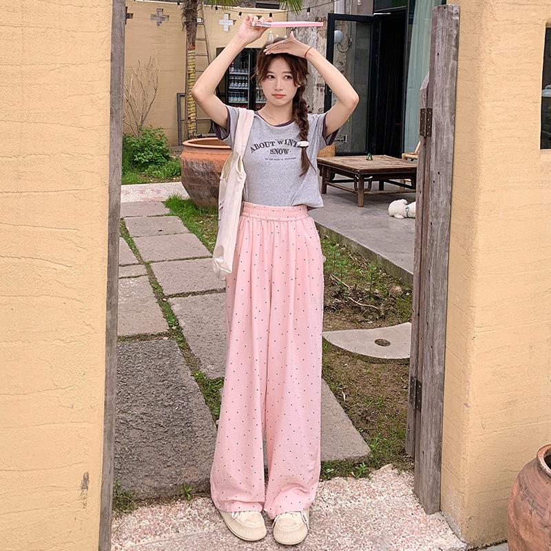 Wave-point Yamamoto Pants Casual Pants Women's Summer Thin Sunscreen Pants Lazy Wind Loose Wide-leg Mop Pants.