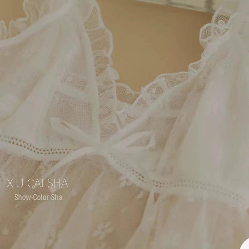 Women's Sexy Lace Mesh Nightdress and Robe Set