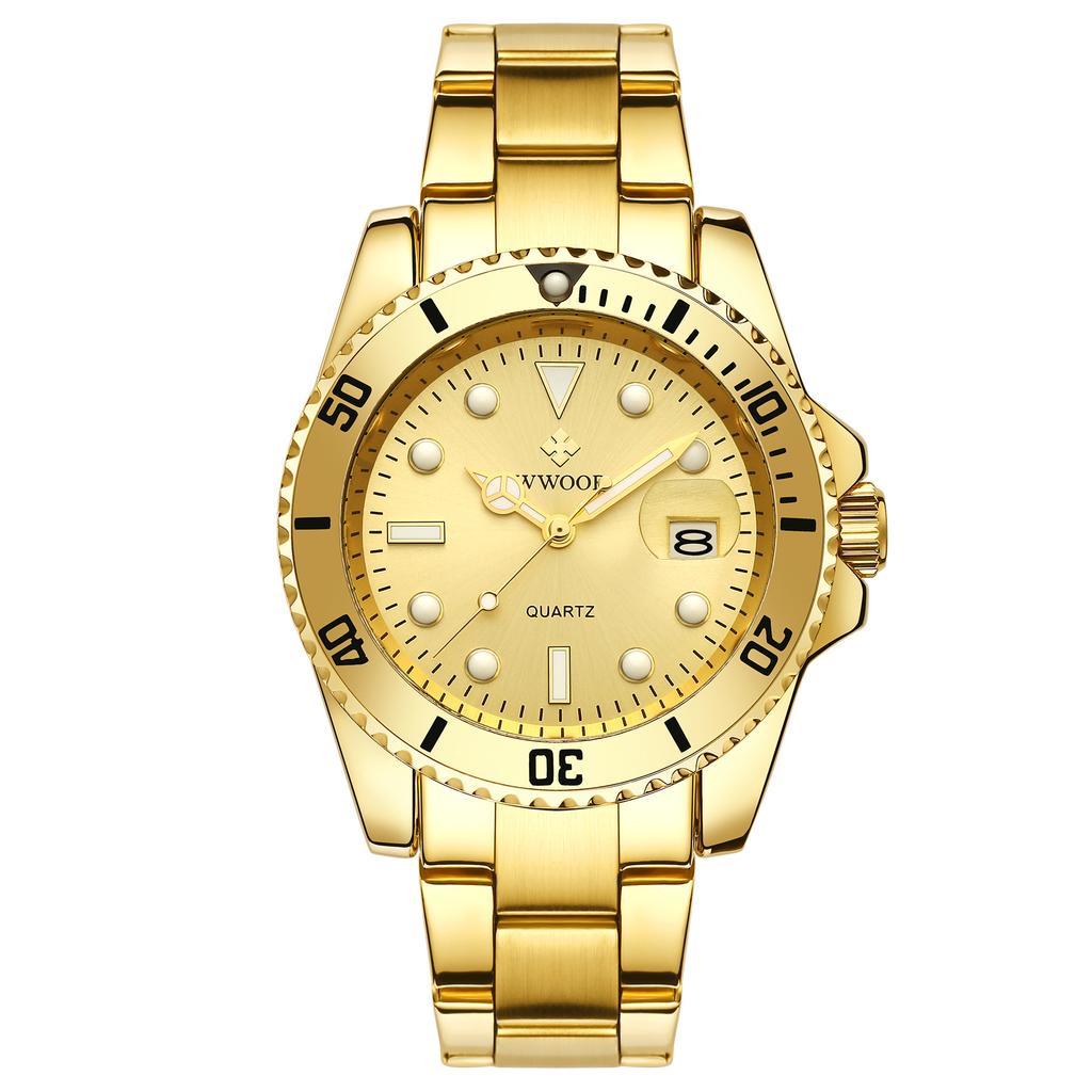 WWOOR Luxury Watches for Men Fashion Quartz Business Wristwatch Waterproof Green Water Ghost Watch Mens Watch