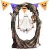 Halloween Swing Ghost Statue Resin Spooky Figurine Ghost Tree Swing Ornament Desktop Bookshelf Garden Patio Lawn Halloween Decor