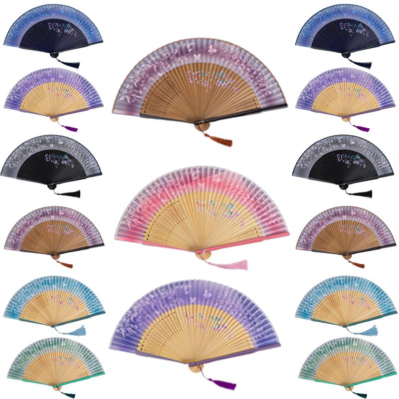 Chinese Style Multiple Colors Decorative Folding Fan Ornament Art Craft Performance Props Bamboo Dance Party Show Gift Accessories