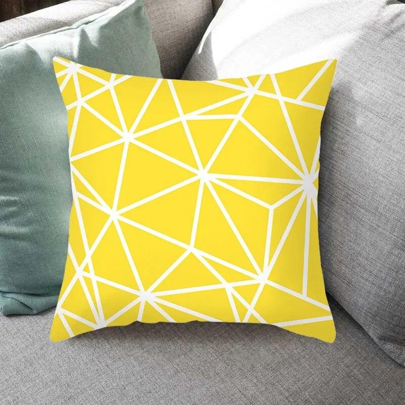 45x45cm Fashion Yellow Geometric Printing Pillowcase Sofa Hotel Office Seat Lumbar Cushion  Cover Home Decoration