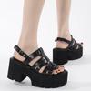 Black Chuky Heel Gladiator Sandals Platform Women Shoes Pumps Ankle Strap Open Toe Casual Shoes Cosplay Lolita Zapatos De Mujer